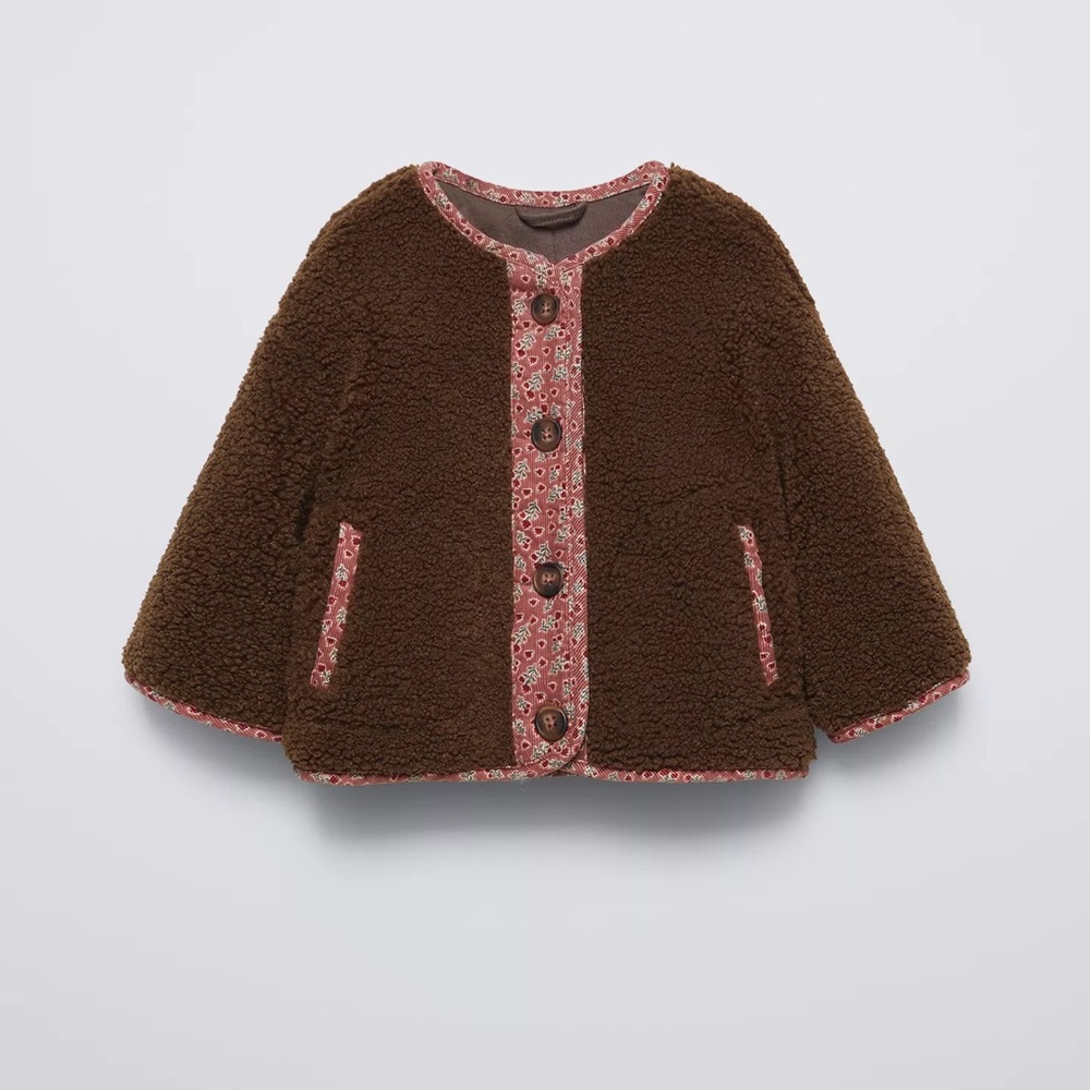 Zara floral fleece jacket